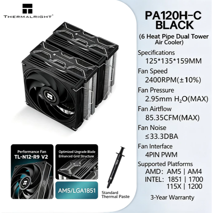 Thermalright PA120H‑C BLACK ชุ - Thermal Paste บทวิจารณ์และราคา